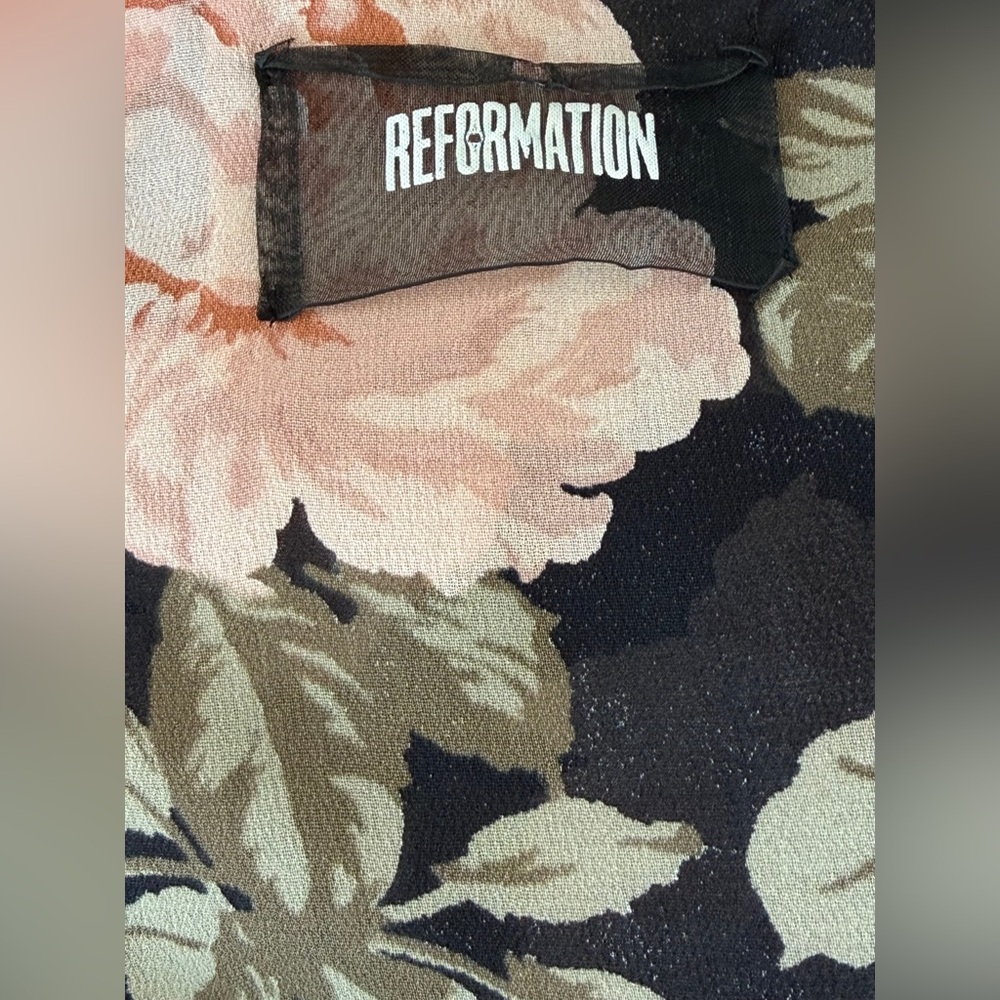 Reformation Black Maxi Dress with Pink Floral Print - Picture 7 of 11